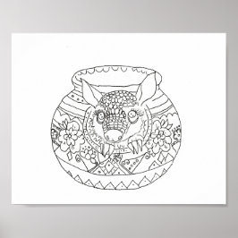 Hispanic folkart baby armadillo färg sida poster