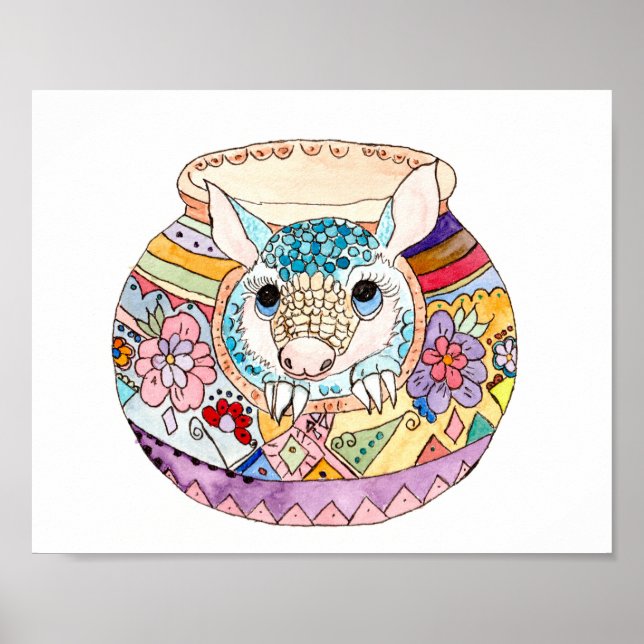 Hispanic folkart baby armadillo poster (Framsidan)