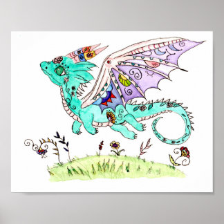 Hispanic folkart baby draon poster