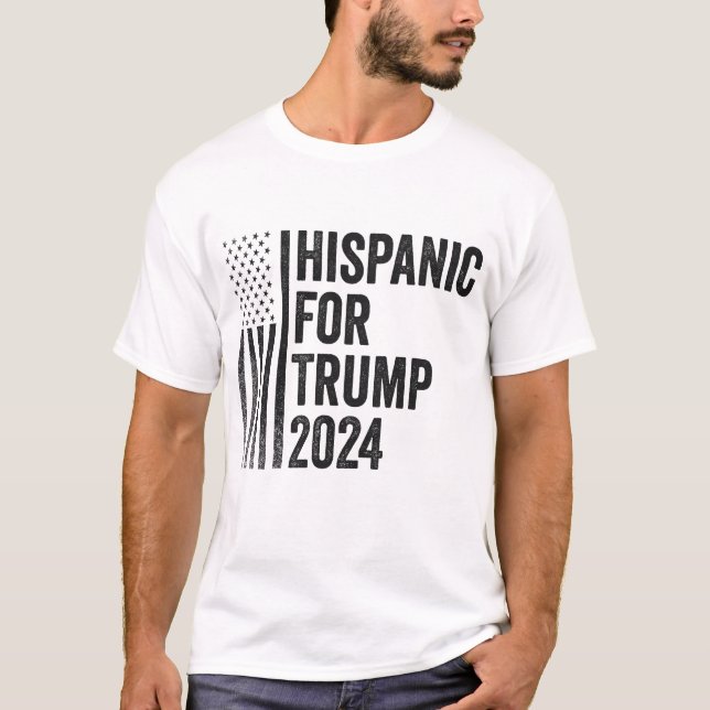 Hispanic for Trump 2024 American Patriotic Flagga T Shirt (Framsida)