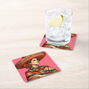 Hispanic Heritage Latx Sarape Party-förmån Underlägg Papper Kvadrat