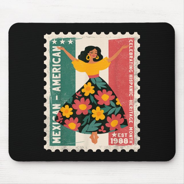 Hispanic Heritage Mexican American Blommigt Dancer Musmatta (Framsidan)