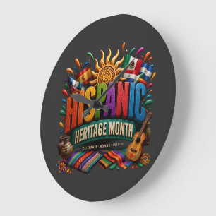 Hispanic Heritage Month 3D Färgglad Kulturell Stol Stor Klocka