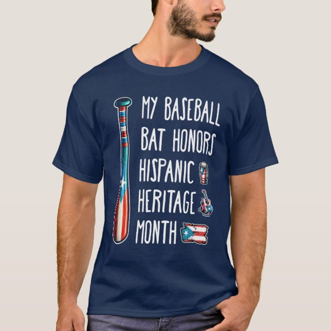 Hispanic Heritage Month Baseball Fladdermus T Shirt (Framsida)