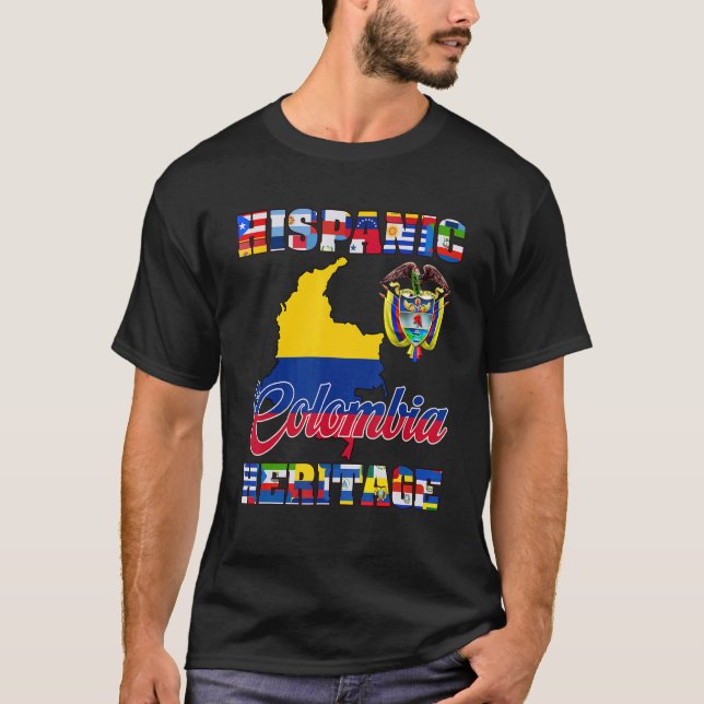 Hispanic Heritage Month Colombia Colombias Flagga  T Shirt (Framsida)