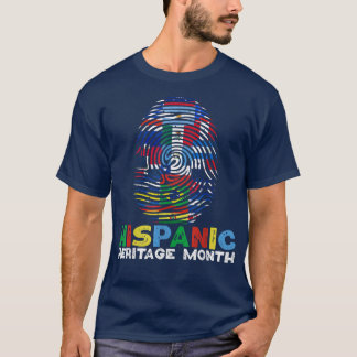 Hispanic Heritage Month Finger Print Latino Countr T Shirt