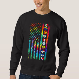 Hispanic Heritage Month Flaggor Tie Dye Stolt Lati Lång Ärmad Tröja
