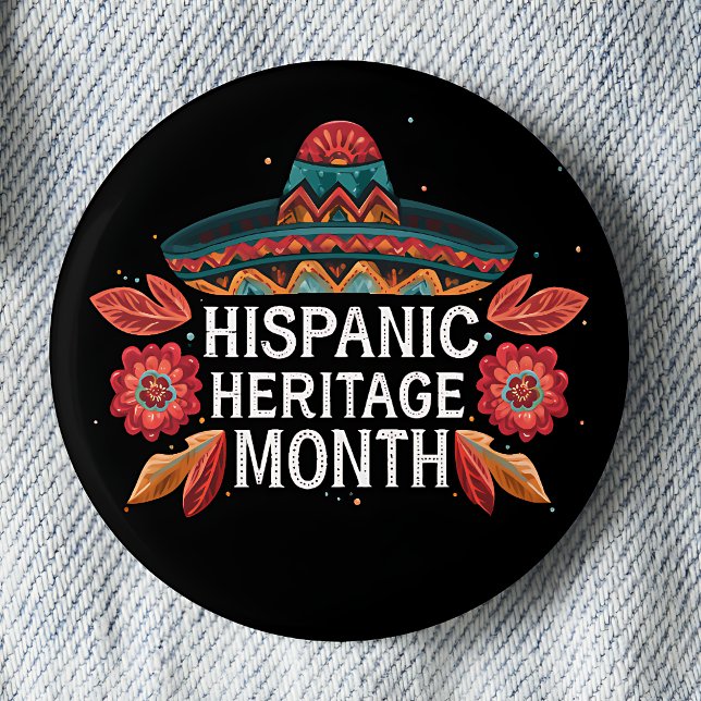 Hispanic Heritage Month Folk Art Sombrero Pinback Knapp (Skapare uppladdad)
