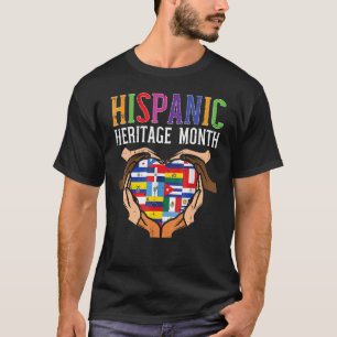 Hispanic Heritage Month Händer Heart Flaggor Manar T Shirt