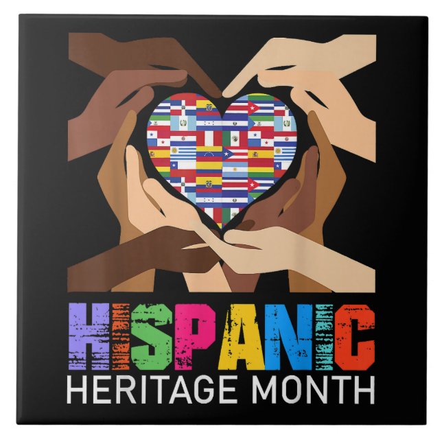 Hispanic Heritage Month händer hjärta Kakelplatta (Framsidan)