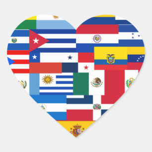 Hispanic Heritage Month Heart Flaggor Hjärtformat Klistermärke
