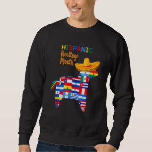 Hispanic Heritage Month Hela Land Flaggor Piñat Lång Ärmad Tröja