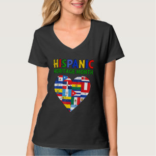 Hispanic Heritage Month Hjärtflagga Män Kvinnor Ba T Shirt