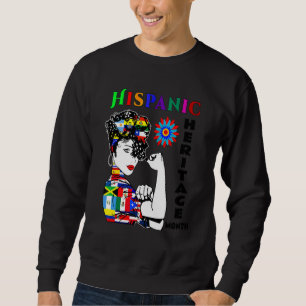 Hispanic Heritage Month Kvinna Latino Länder Flagg Lång Ärmad Tröja