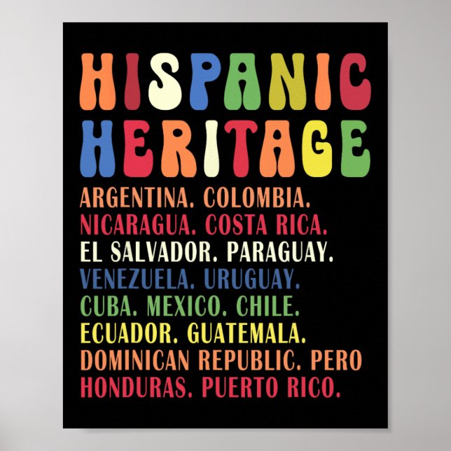 Hispanic Heritage Month Land Namn Tee Poster (Framsidan)