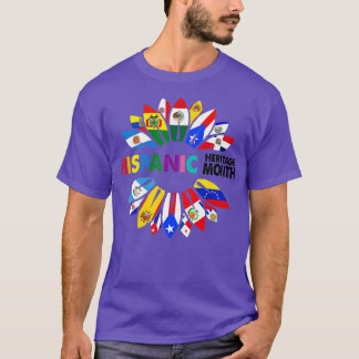 Hispanic Heritage Month Latino Countries Flags Sun T Shirt
