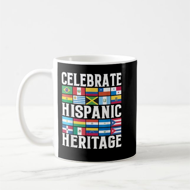 Hispanic Heritage Month Latino Flagga hela Land Kaffemugg (Vänster)