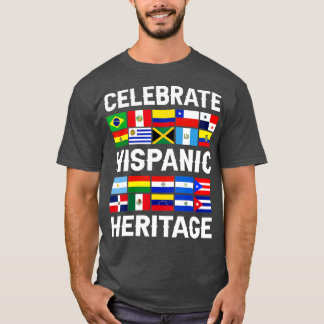 Hispanic Heritage Month Latino Flagga hela Land T Shirt