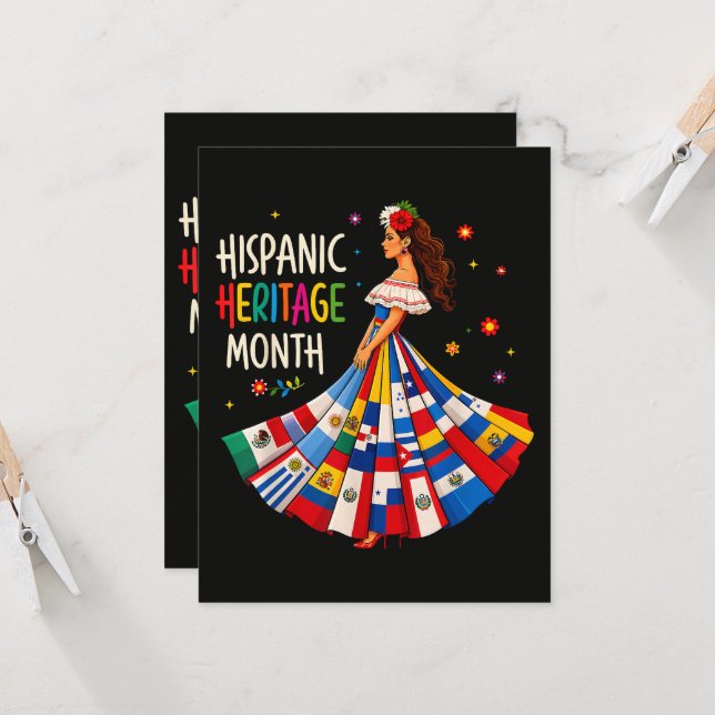 Hispanic Heritage Month Latinska Länder Flaggor Inbjudningar (Fram/Back In Situ)