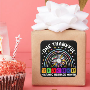 Hispanic Heritage Month One Thankful Teacher Latin Fyrkantigt Klistermärke