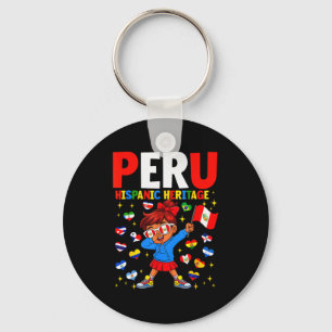 Hispanic Heritage Month Peru Flagga Peruansk Tjej Nyckelring