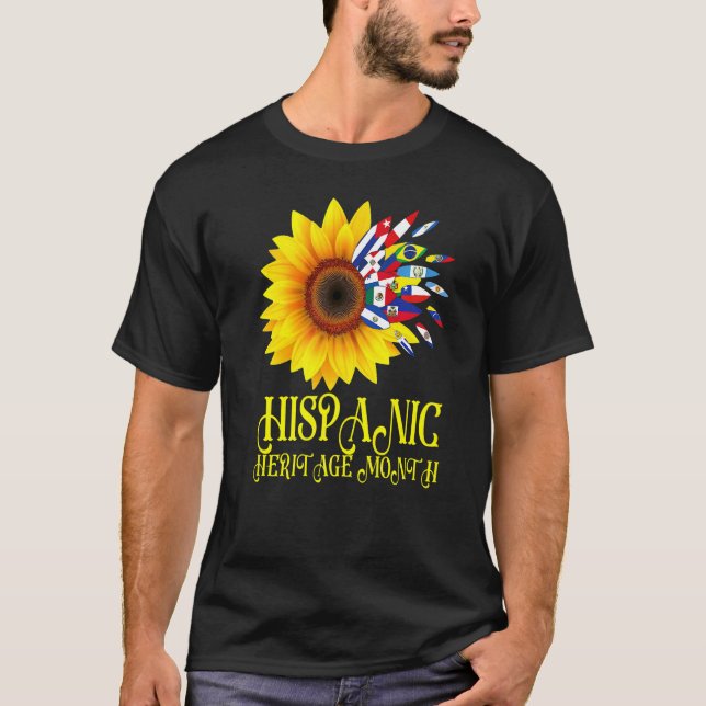 Hispanic Heritage Month Sunflower Hispanic Latino  T Shirt (Framsida)