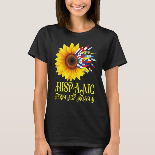 Hispanic Heritage Month Sunflower Hispanic Latino  T Shirt (Framsida)