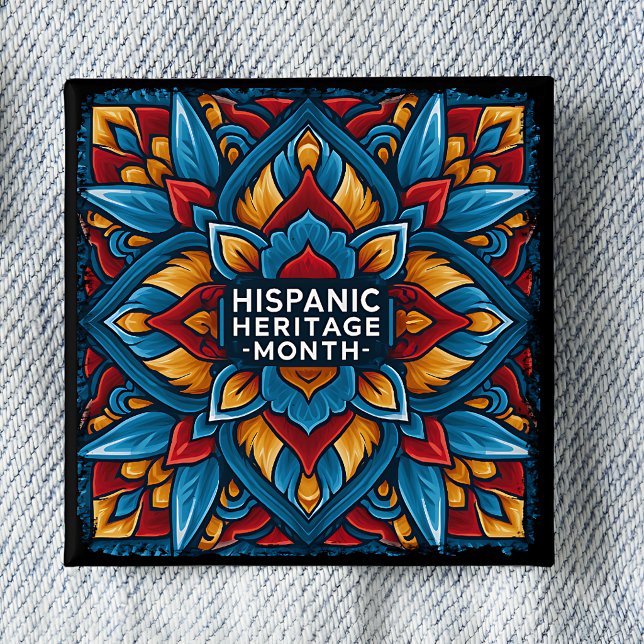 Hispanic Heritage Month Talavera-kakelknapp Knapp (Skapare uppladdad)