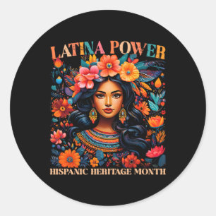 Hispanic Heritage S Latina Power Flowers Women Gir Runt Klistermärke
