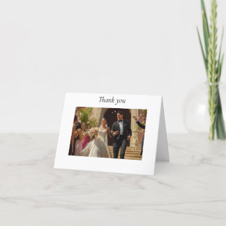 Hispanic-paret lämna kyrkan efter bröllop tack kort