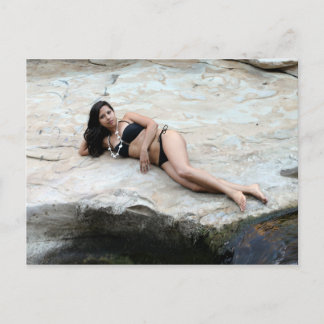 Hispanic Woman Waterfall Vykort