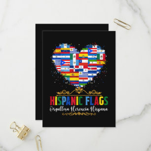 Hispanicska flaggor Hjärta Hispanic Heritage Month Inbjudan Vykort