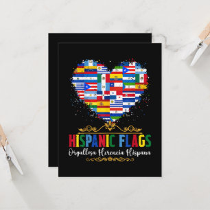 Hispanicska flaggor Hjärta Hispanic Heritage Month Inbjudningar
