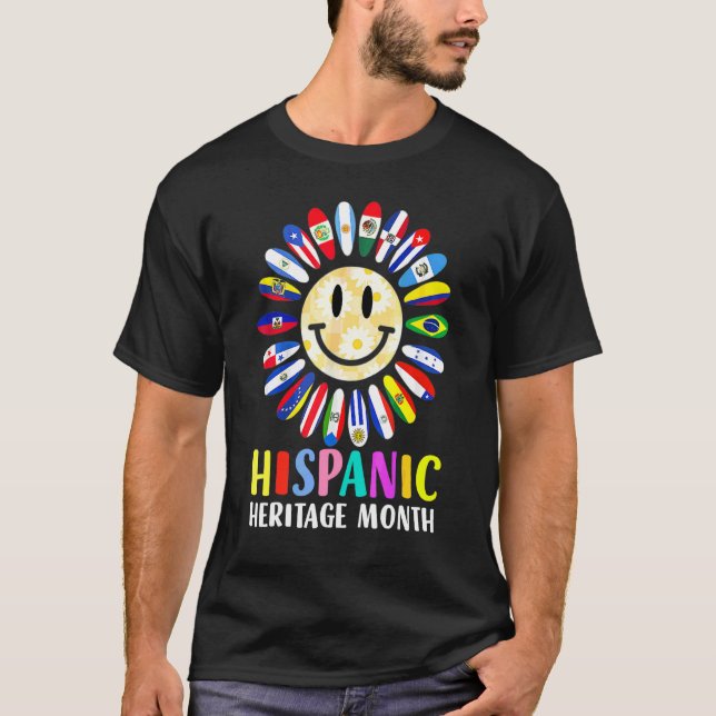 Hispanicska länders flaggor Solros Hispanicskt arv T Shirt (Framsida)