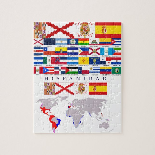 HISPANIDAD orígen con mapa. Puzzle Pussel (Vertikal)