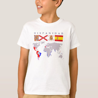 HISPANIDAD orígen y mapa. Camiseta niño. Tee