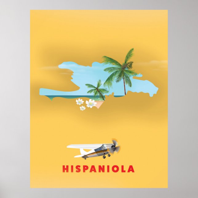 Hispaniola Karta illustrerade tryckningen. Poster (Framsidan)