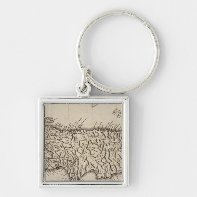 Hispaniola, St Domingo Fyrkantig Silverfärgad Nyckelring (Framsidan)