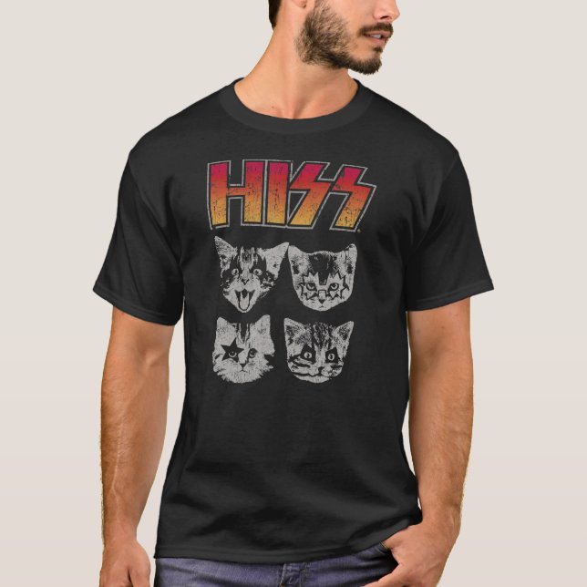 Hiss Cat Funny Cats Kittens Rock musik Cat Lover H T Shirt (Framsida)