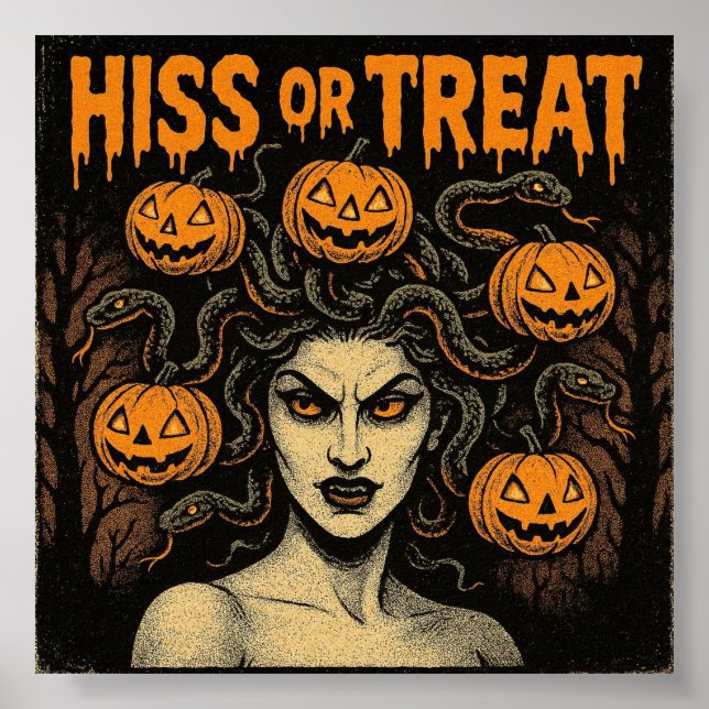 Hiss eller Treat Halloween Poster (Framsidan)