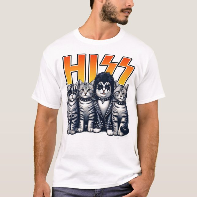 Hiss Funny Cat T Shirt (Framsida)