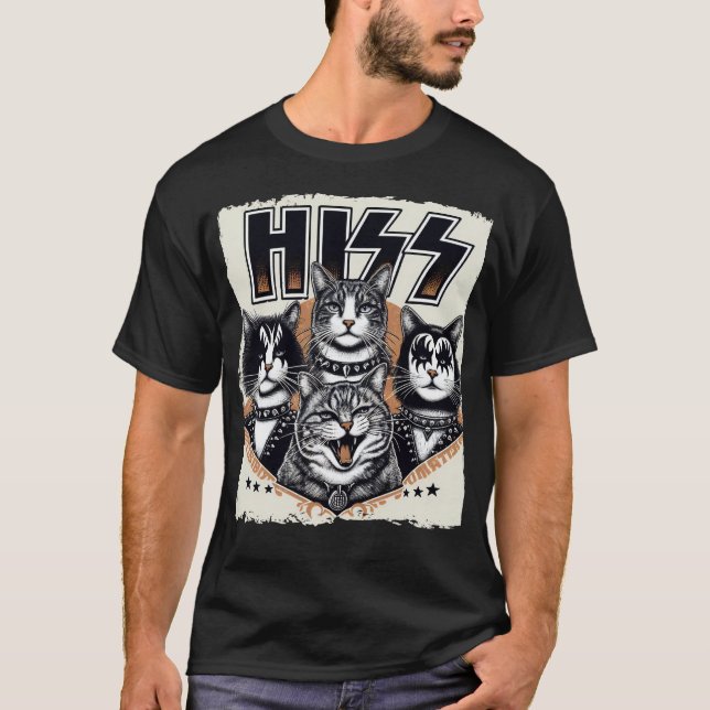 Hiss Funny Cat T Shirt (Framsida)