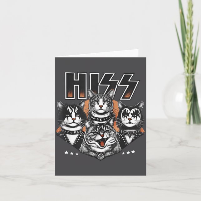 Hiss Funny Cats Kittens Rock Rockin Funny Cat  Kort (Framsida)