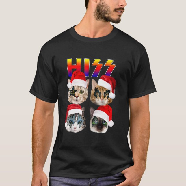Hiss Funny Cats Kittens Sten Rockin Cats Santa Chr T Shirt (Framsida)