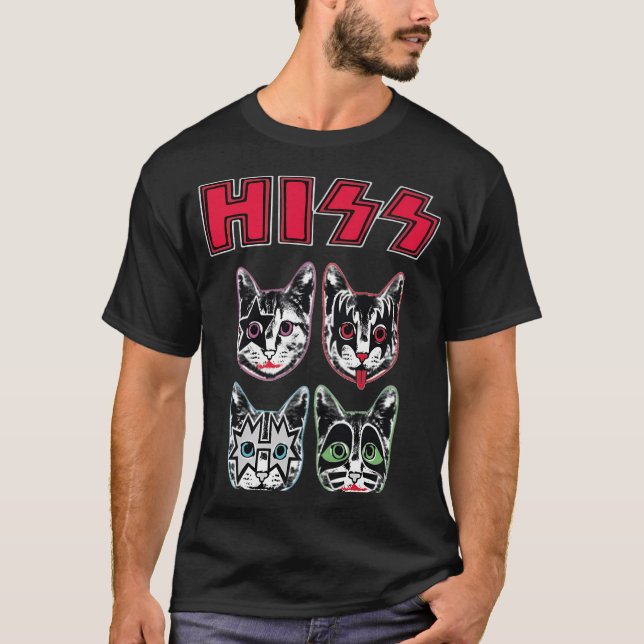 Hiss Funny Cats Kittens Sten Rockin T Shirt (Framsida)