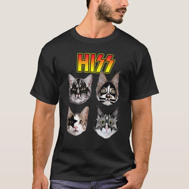 Hiss Funny Cats Kittens Sten Rockin Tee Pun (Framsida)