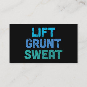 Hiss Grunt Sweat at Bodybuilding der Gym Exercise Visitkort