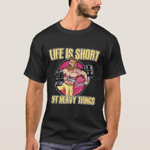 Hiss Heavy Barbell Tallrikar Weightlifter Gym Exer T Shirt