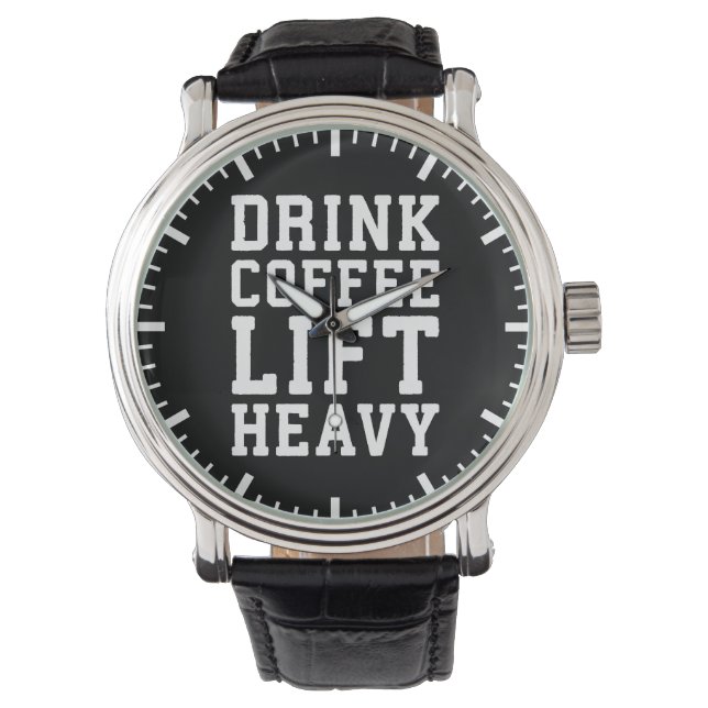 Hiss Heavy, Drink Coffee - Funny Gym Motivational Armbandsur (Framsida)