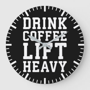 Hiss Heavy, Drink Coffee - Funny Gym Motivational Stor Klocka